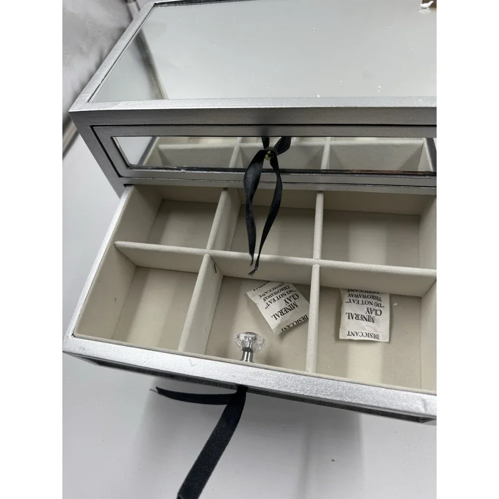 Gifturbo 3‎ Layer Mirror Glass Jewelry Box For Women Girls Jewelry Organizer Box